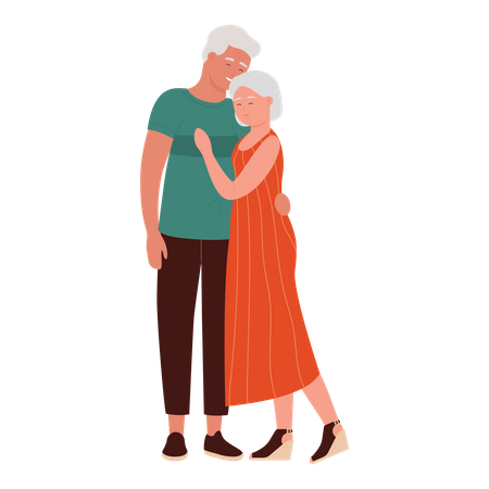 Old Couple Love  Illustration