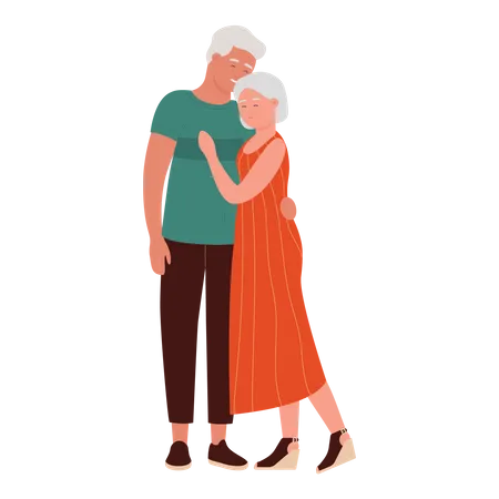 Old Couple Love  Illustration