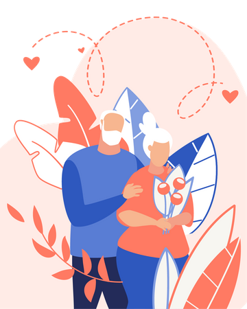 Old Couple Love  Illustration