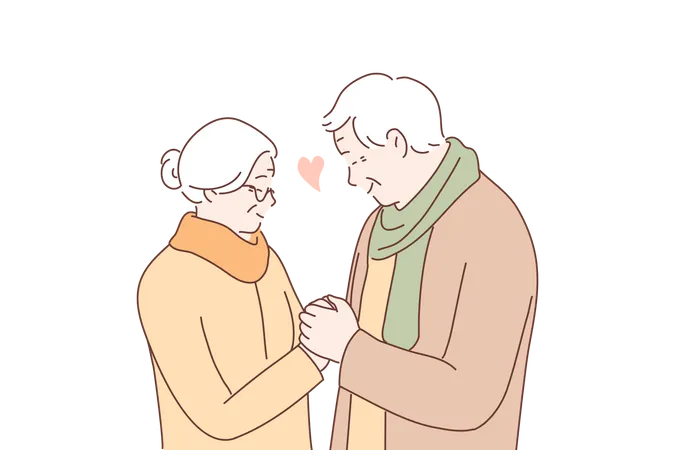 Old couple loving together  Illustration