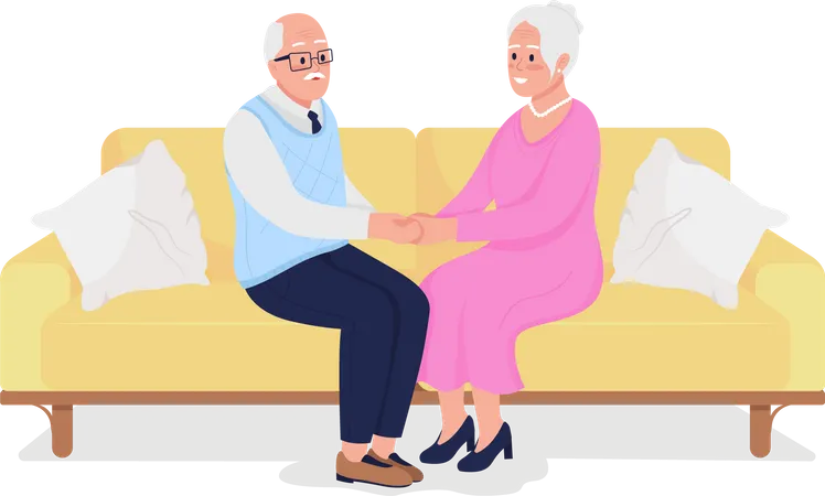 Old couple on date Illustration
