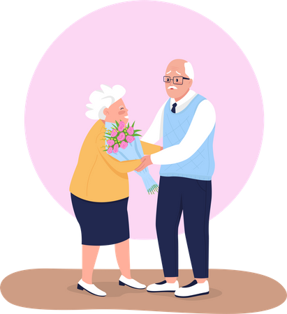 Old couple on date Illustration