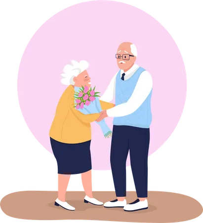 Old couple on date  Illustration