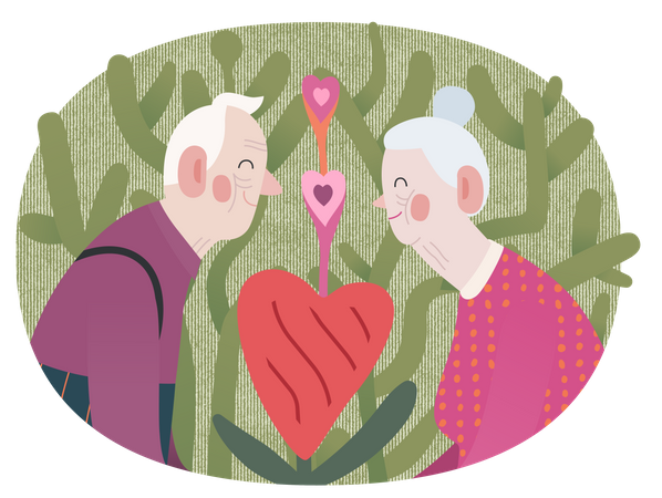 Old Couple on date  Illustration