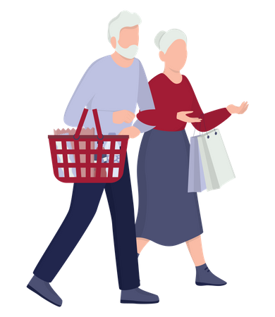 Old couple shopping Illustration