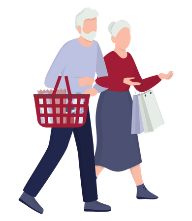 Old couple shopping  Illustration