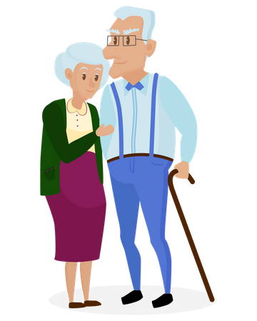 Old Couple standing together  Illustration