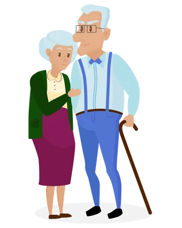 Old Couple standing together  Illustration