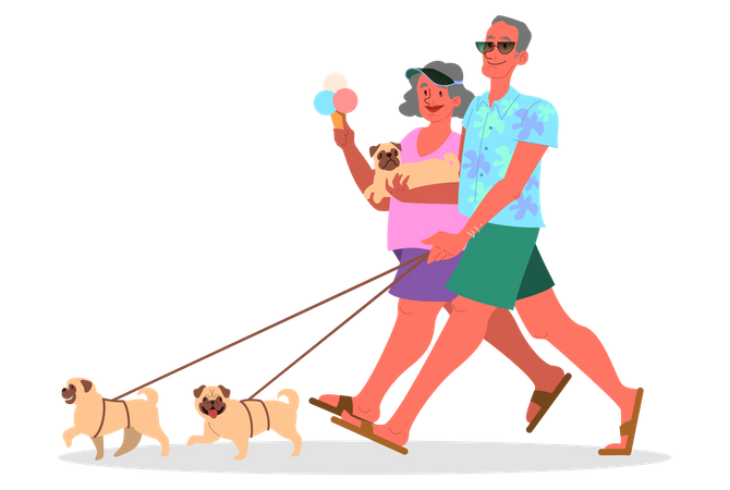 Old couple travel together  Illustration