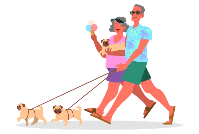 Old couple travel together  Illustration