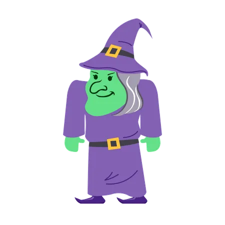 Vector Flat Character Of Old Creepy Witch イラスト