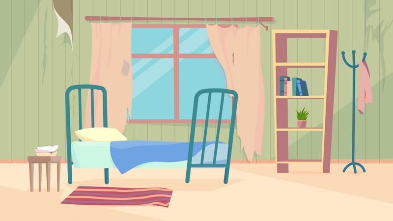 Old dirty room interior  Illustration