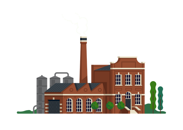 Old factory plant with chimney Illustration