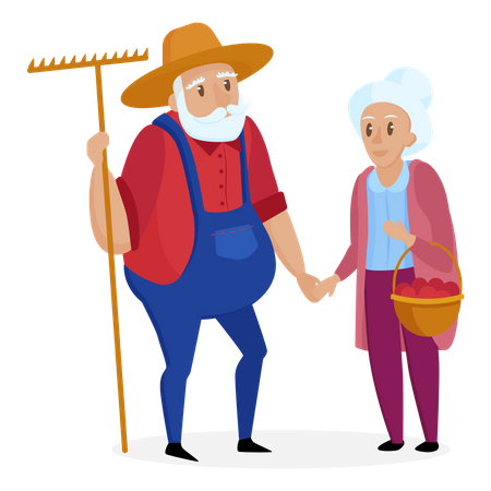 Old farmer Couple  Illustration