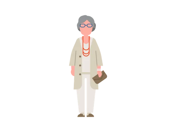 Old Fashionable Lady  Illustration