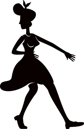 Old fashioned lady dancing Illustration