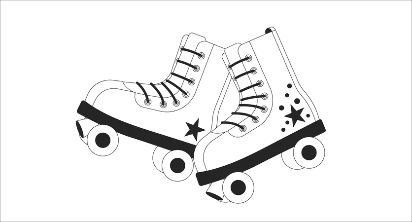 Old Fashioned Roller Skates Black And White Lofi Wallpaper Summer Activities Rollerskates Vintage 2 D Outline Objects Cartoon Flat Illustration Entertainment Vector Line Lo Fi Aesthetic Background Illustration