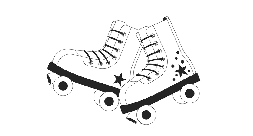Old fashioned roller skates  イラスト