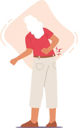 Old Female Suffer of Back Pain  Illustration