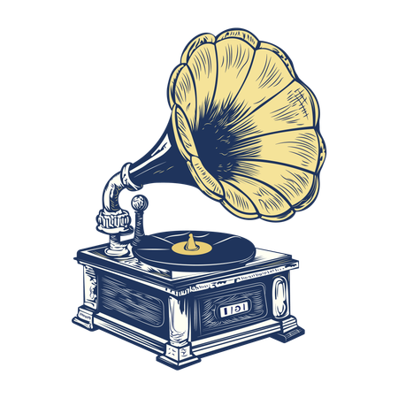 Old gramophone  Illustration