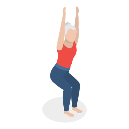 Old lady doing morning workout  Illustration
