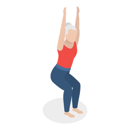 Old lady doing morning workout  Illustration