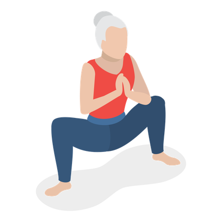 Old lady doing morning workout  Illustration