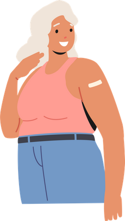 Old lady getting vaccinated  イラスト