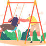 illustrations for senior couple swinging in park