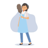 old maid with duster brush illustration svg