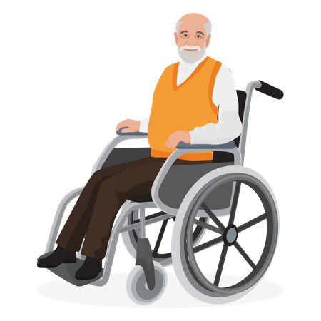 Old Male on wheelchair  Illustration