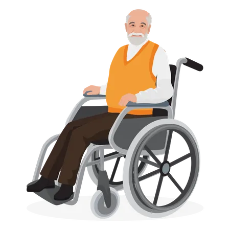Old Male on wheelchair  Illustration