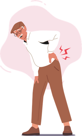 Old Male Suffer of Back Pain Illustration