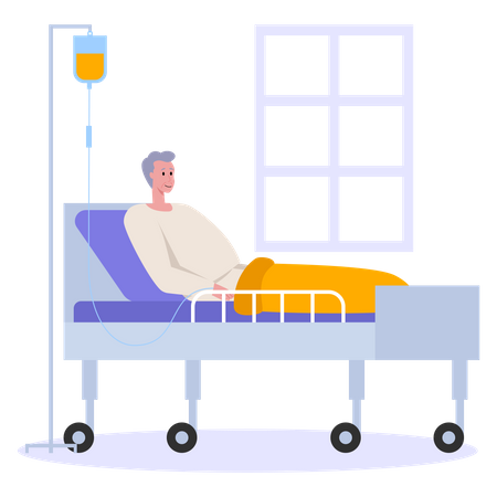 Old man admitted to hospital Illustration
