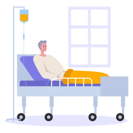 Old man admitted to hospital Illustration