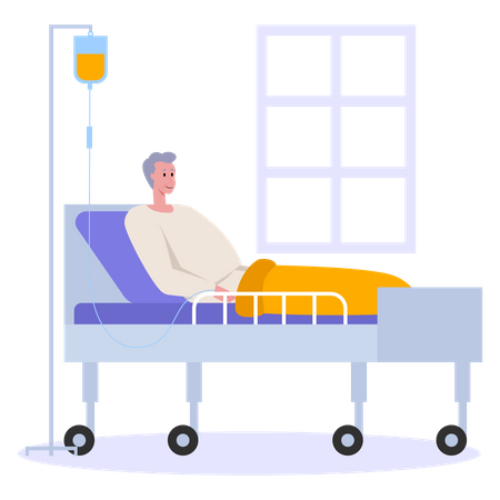 Old man admitted to hospital  Illustration