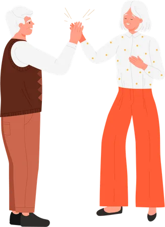 Old man and woman clapping  Illustration