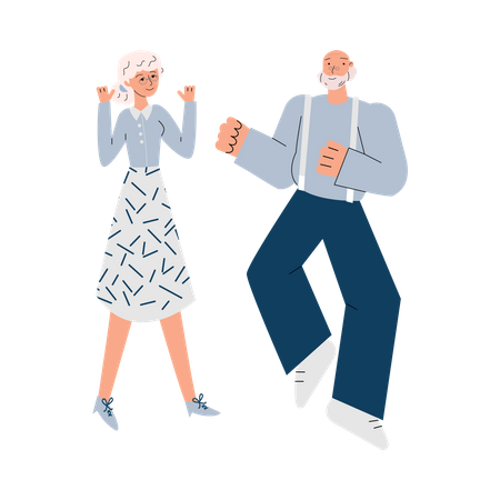 Old man and woman dancing  Illustration