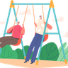 illustration for elderly couple swinging