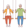 illustrations for elderly couple swinging