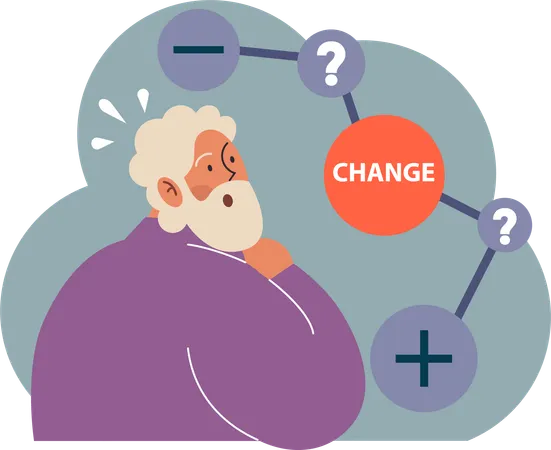 Old man can not change his mind  Illustration