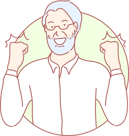 Old man celebrate success  Illustration