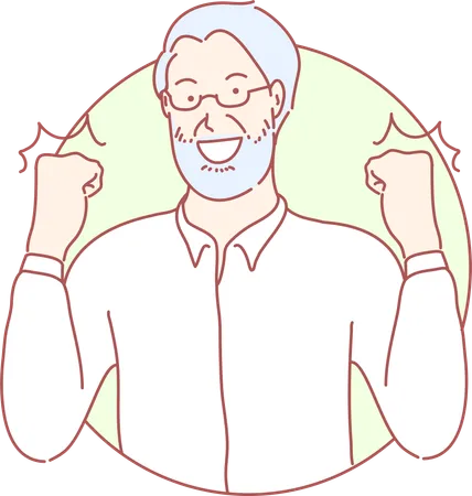 Old man celebrate success  Illustration