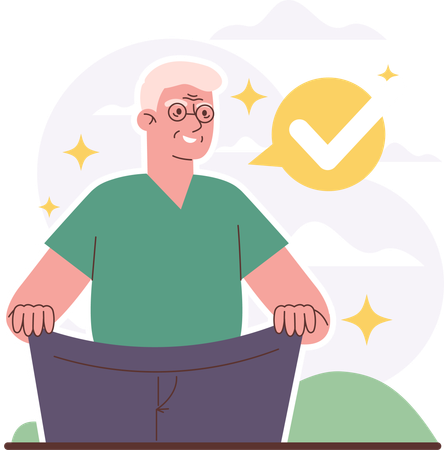 Old man checking pant  Illustration