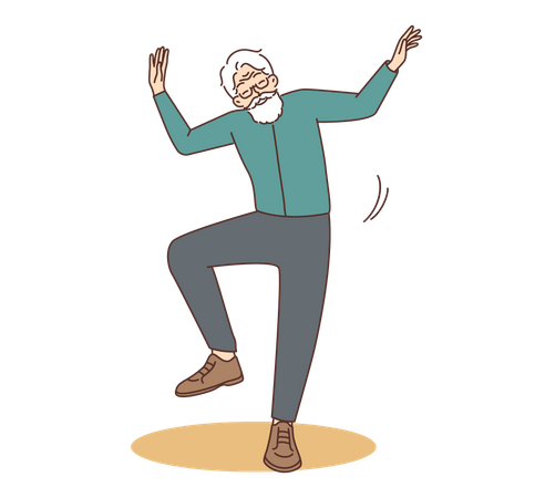 Old man dancing  Illustration