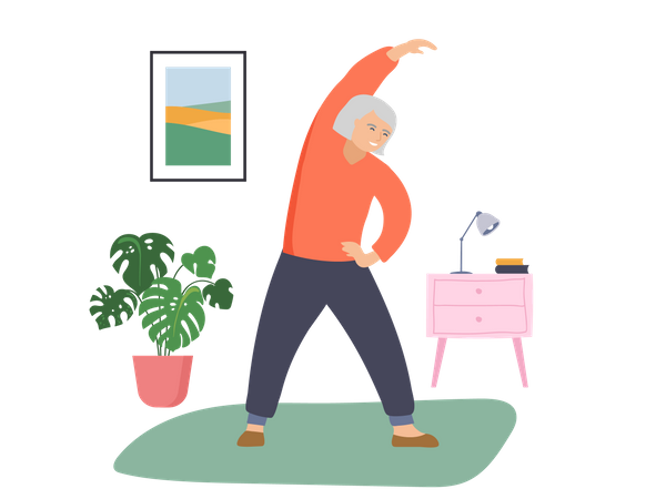 Old man doing exercise Illustration