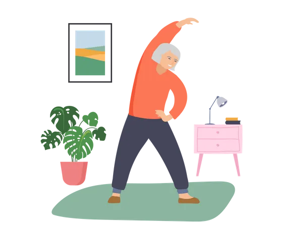 Old man doing exercise  Illustration
