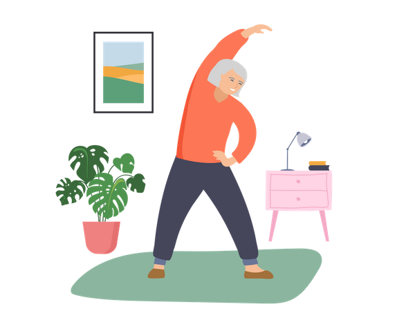 Old man doing exercise  Illustration