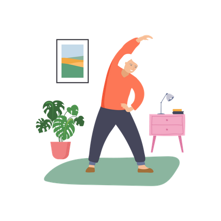 Old man doing exercise  Illustration