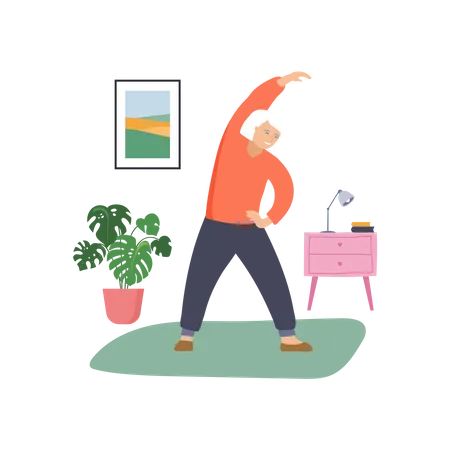 Old man doing exercise  Illustration